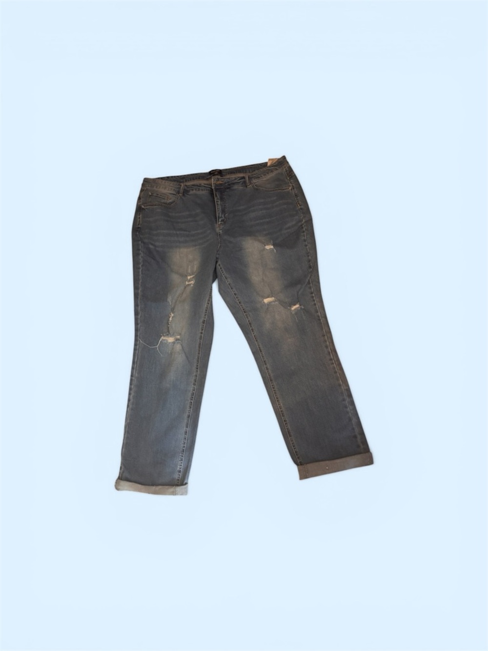 Studio park X Amy Stran QVC distressed denim boyfriend Jean size 22